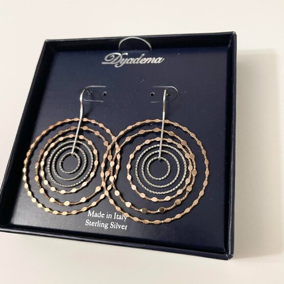 Dyadema Sterling Silver Dangle Circle Hoop Earrings - Picture 2 of 16